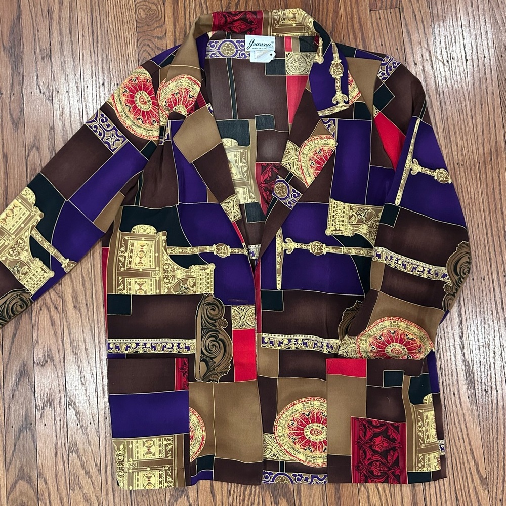 Vintage Patchwork Button-Up Blazer in Purple, Bro… - image 2